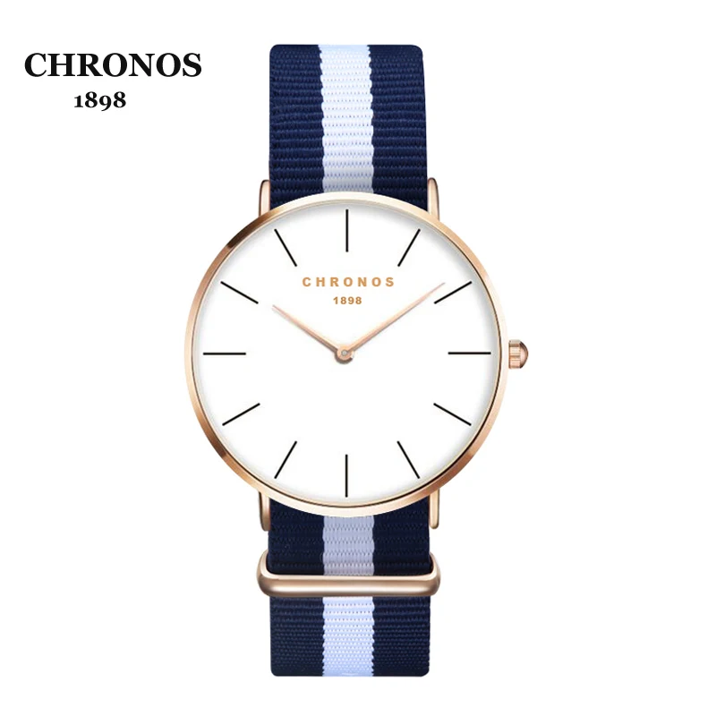CHRONOS 1898 Unisex Watches Nylon Strap Watch Men Quartz Wristwatch Leather Watches Women Relogio Masculino CHRONOS 1898 Unisex Watches Nylon Strap Watch Men Quartz Wristwatch Leather Watches Women Relogio Masculino