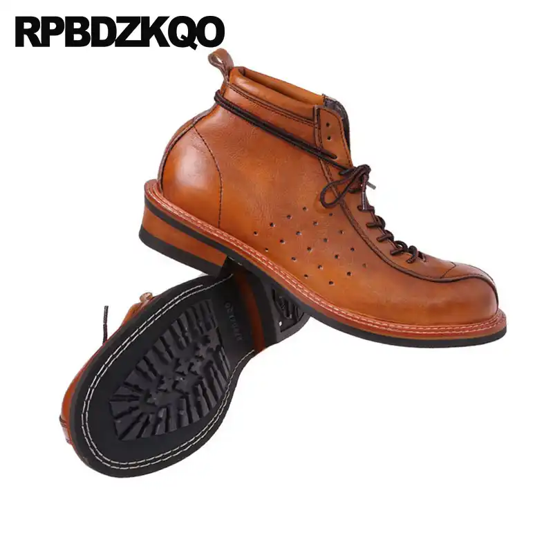 vintage genuine leather lace up boots