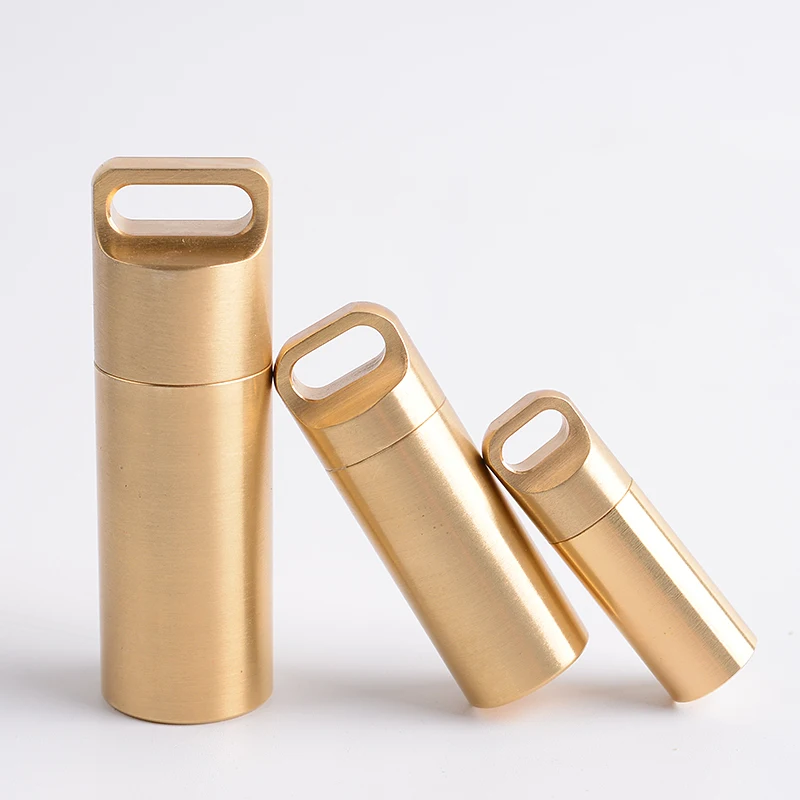 Retro pure waterproof warehouse sealed cans EDC portable storage survival capsule bottle brass first aid small pill box