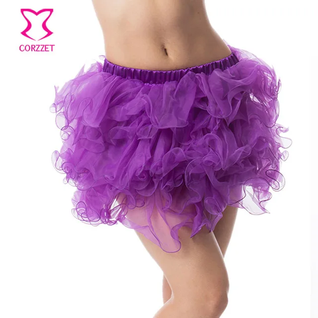 Corzzet плюс размер фиолетовый органза слоистые сексуальные Клубные Юбки Юбка Лолита юбка женская Бурлеск юбка рокабилли Saias Femininas