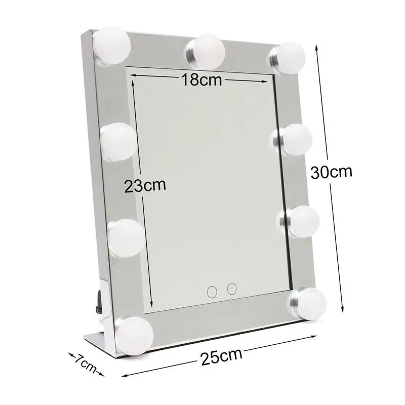 Туалетные таблички освещенное зеркало для макияжа с 9 светодиодный лампочками Сенсорный экран Красота регулируемое зеркало косметическое средство