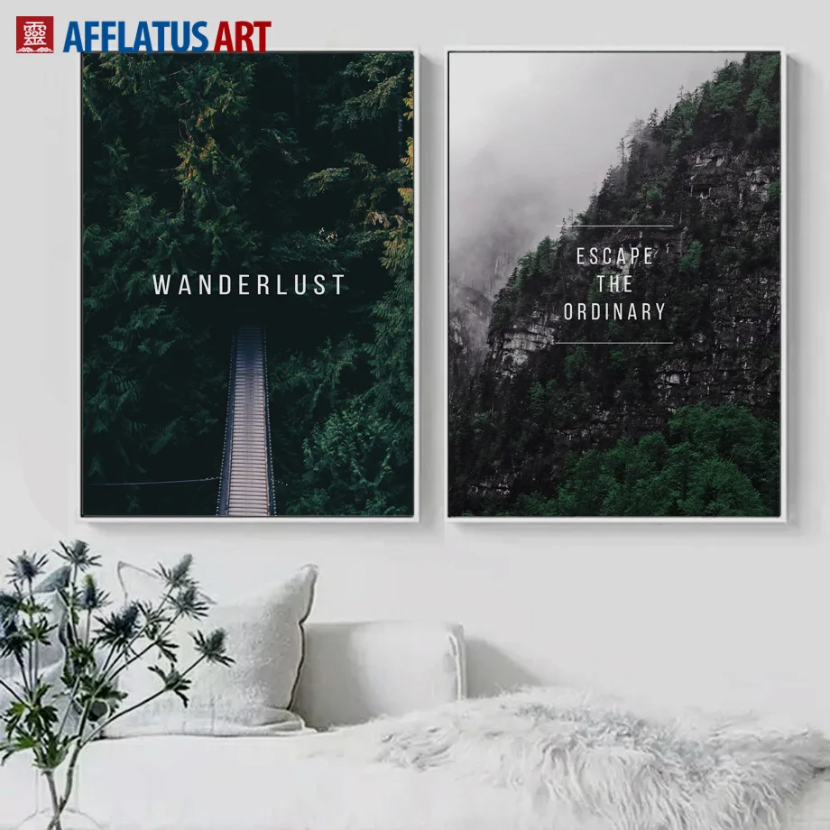 

Forest Mountain Landscape Life Quote Wall Art Canvas Painting Nordic Posters And Prints Wall Pictures For Living Room Home Decor