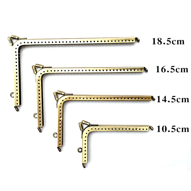 

5Pcs Bronze Tone L Shape Metal Purse Frames Kiss Clasps Handles Lock DIY Phone Bag Parts Accessories 10.5cm/14.5cm/16.5cm/18/5cm