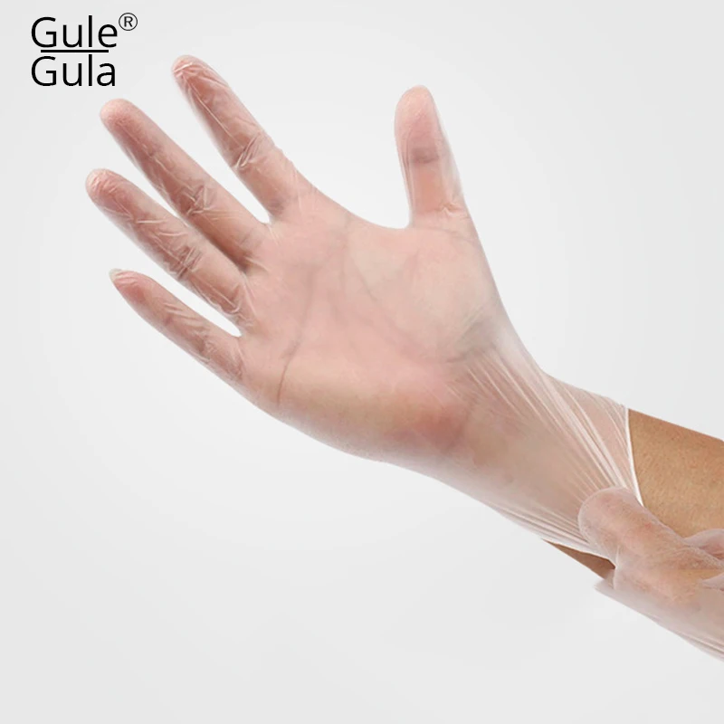 

100PCS Transparent Disposable PVC Gloves Dishwash/Kitchen/Medical /Latex/Rubber/Garden Gloves Universal For Left and Right Hand