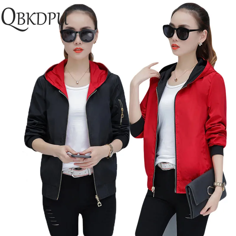 

Women Solid color Hooded Jackets Multi-wear 2019 Summer Causal windbreaker Women Basic Jackets Coats Zipper Lightweight Jackets