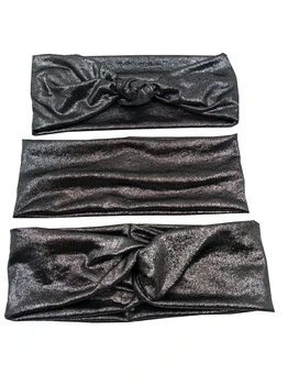 

S17514 2017Newest spring good stretch fashion silver shimmer headbands soft solid black headwear set headband for women