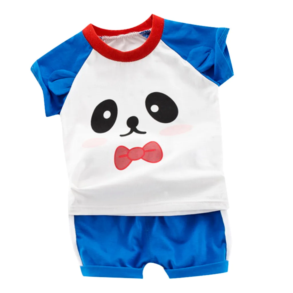 

Baby Kids Boys Girls Clothes Set Short Sleeve Cartoon Eyes Print Tops Short Pant Outfits baby girls Boys Clothes Set product