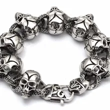 Женские новые специальные ювелирные изделия нержавеющая сталь, серебро нежные "V" бровей черепа Форма браслет Длина цепи: 22,5 см