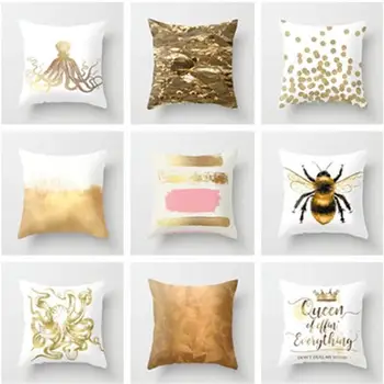

Golden Bee Chair Cushion Cover Polyester Home Throw Pillows Soft Decorative Pillowcase For Sofa Chair Pillow Covers 45*45cm