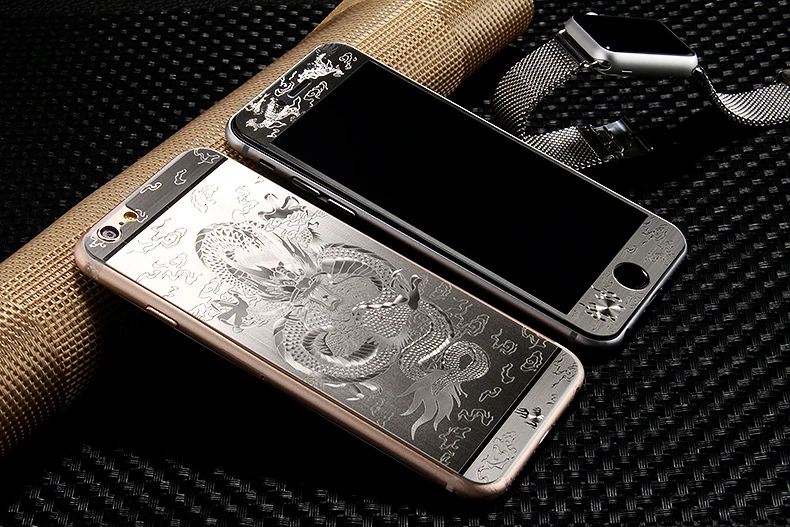 

Colorful Full Cover 3D Gold Luxury Painting Front+Back Tempered Glass For iphone 5 5S SE 6 6S Plus Screen Protector Film Guard
