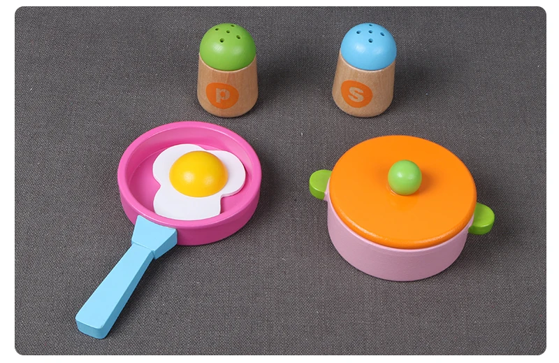 Candywood Новые 8 шт. детские деревянные кухонные игрушки ролевые игры игрушки для приготовления пищи омлет детские развивающие игрушки для