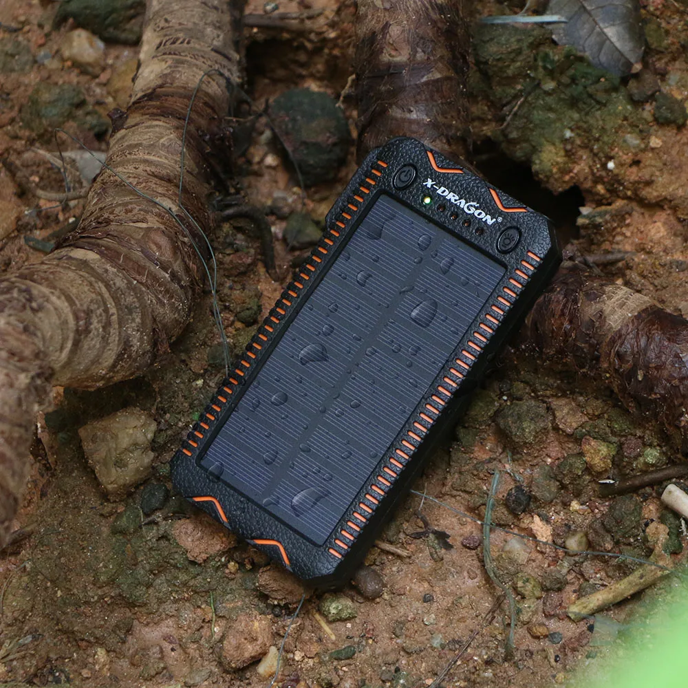 15000mAh Solar Power Bank Portable External Battery Solar Powerbank Charger with Electric Cigarette Lighter for Smart Phone
