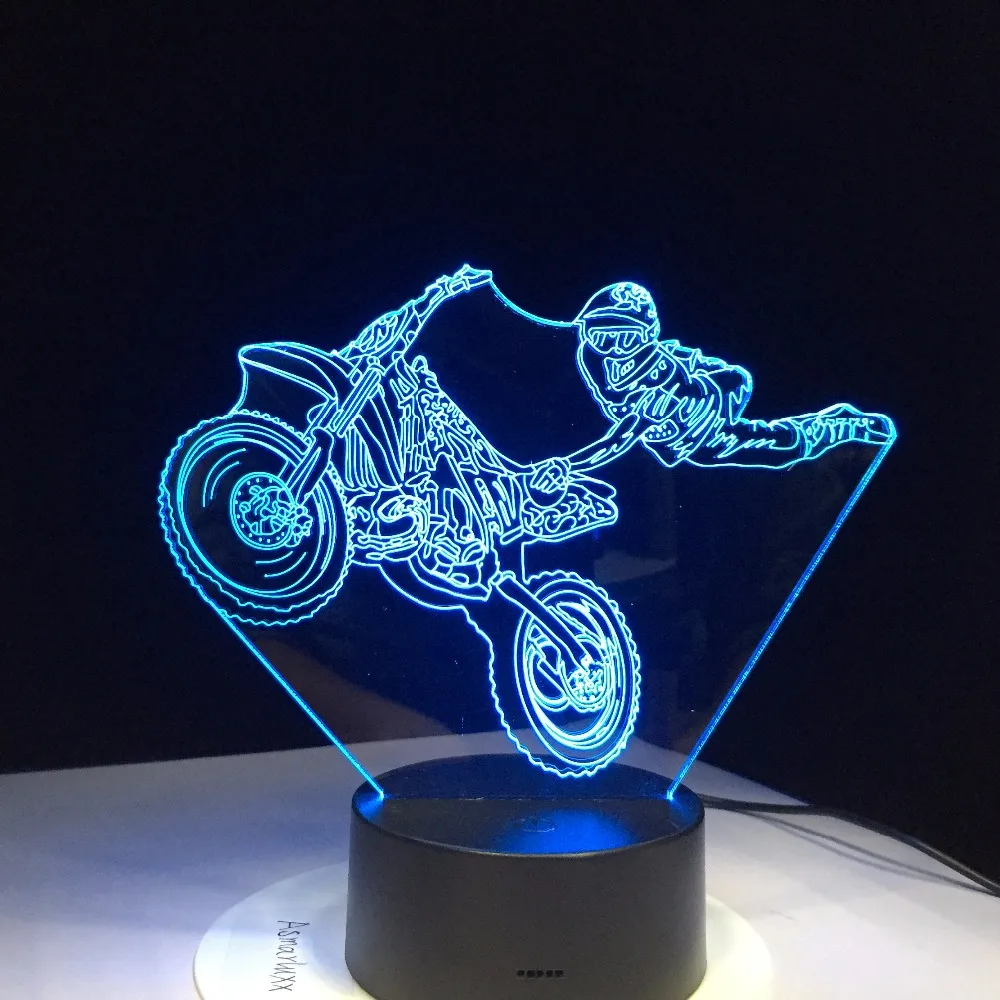 Мотоциклетные трюки сенсорная настольная лампа 7 цветов меняющаяся настольная лампа 3D лампа Новинка Светодиодный Ночной светильник светодиодный светильник Прямая поставка подарок на год
