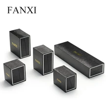 

FANXI Jewelry Box Leatherette Paper Ring/Pendant/Bracelet/Chain Box Wedding Box Jewelry Packing Box Black Jewelry Organizer