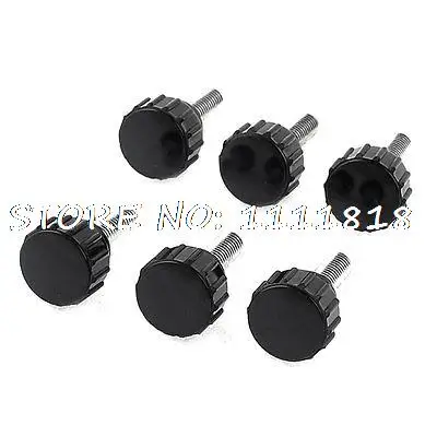 

6 Pcs Screw On Type 15mm Long 5mm Dia Male Thread Knurled Knobs Grips