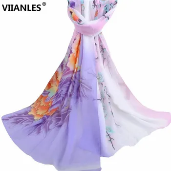 

VIIANLES Summer Sunscreen Chiffon Scarf Print Hot Women Hijab Autumn Thin Silk Scarves Women's Scarf Polyester Shawl For Women