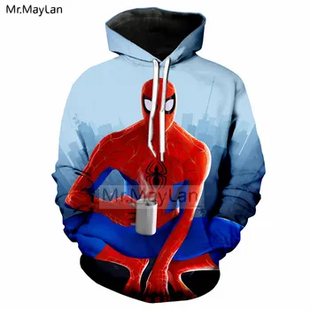 

Hipster 3D Printed Cartoon Spider Man: Into the Spider Verse Hoodie Men/women Streetwear Hat Sweatshirt Boys Long Sleeve Clothes