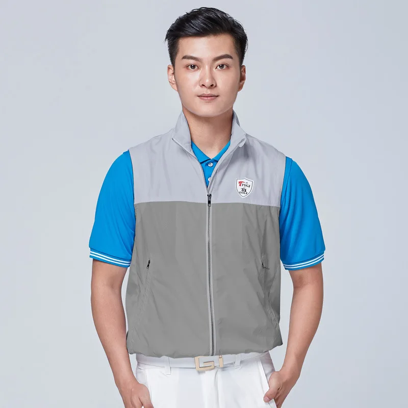 

Mens Sleeveless Golf Jackets Windproof Vest Waistcoat Windbreaker Man Patchwork Jacket Vest Sportswear Golf Clothing D0660