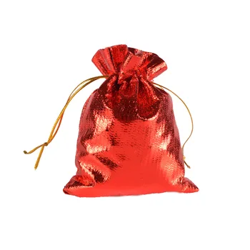 

80 pcs red gold jewelry bags containing gold and silver line