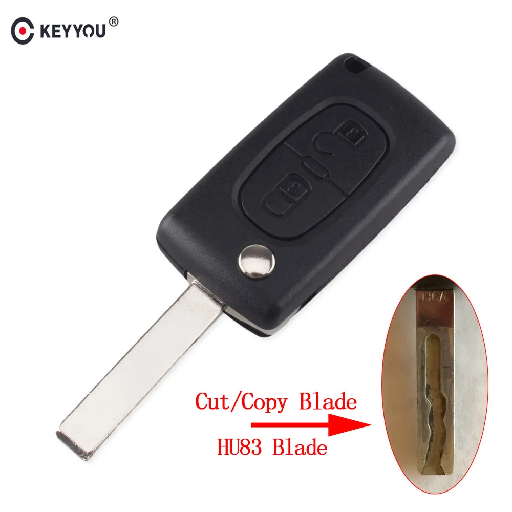 KEYYOU HU83 Uncut/Cut blade 2 кнопки флип складной корпус автомобильного ключа