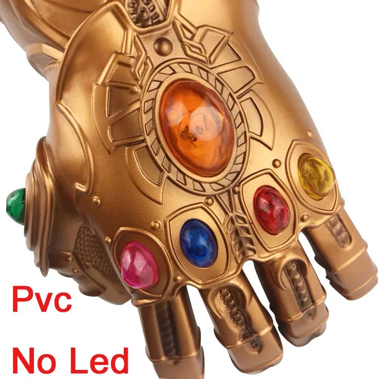 Мстители Бесконечность войны Бесконечность Gauntlet светодиодный свет перчатки Таноса маска для косплея Железный человек перчатка для детей взрослый костюм на Хэллоуин - Цвет: pvc No Led