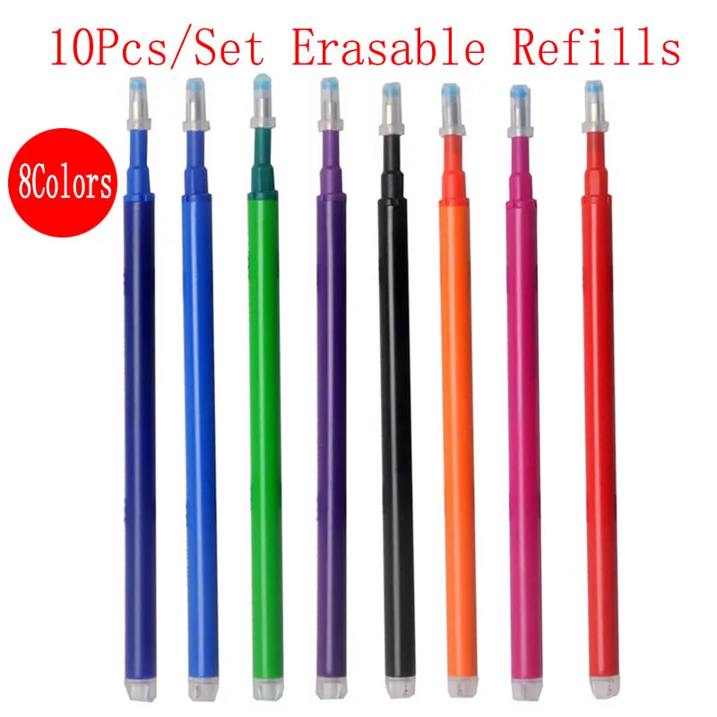 

DELVTCH 10Pcs/Set 0.5mm Erasable Refill Magic Erasable Pen Refill Rods Office Gel Pen Refill Blue Black Stationery Writing Tools