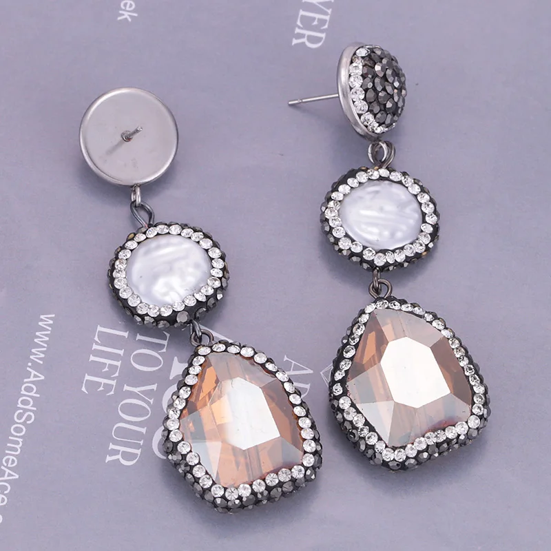 Sehuoran Shell Boho aretes de mujer Handmade Crystal Drop Earrings For Women Statement Earrings Fashion Jewelry Wholesale Gifts (5)