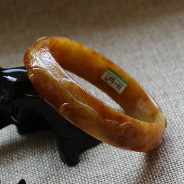 

55mm Chinese Hand-carved Emerald Brown stoneite stone Gems Bracelet Bangle A6071 10.20 40