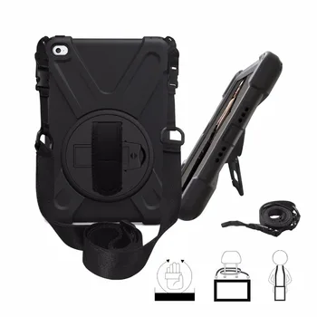 

Shoulder Hand Strap Case for iPad mini4 mini 4 Heavy Duty Armor Skin Silicon PC Rubber Stander Cover For iPad A1550 A15383 case