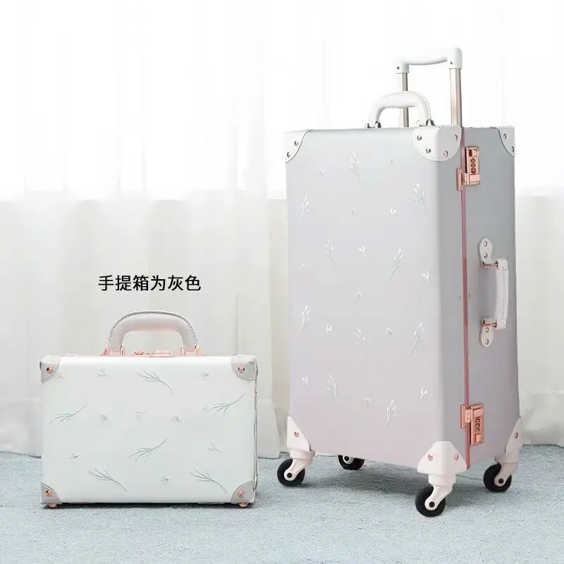 Retro Dandelion Handmade Travel Bag Rolling Luggage sets 12"20"22"24"26"inch Women Trolley Suitcases handbag on Wheels