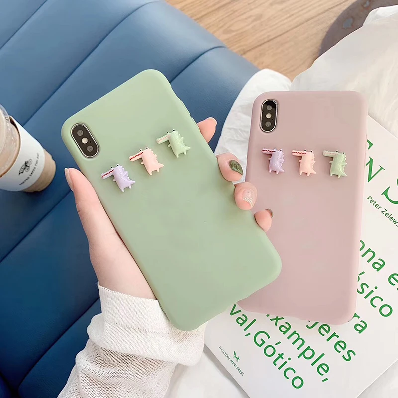 

Cute 3D crocodile soft Silicone case for iphone 7 8 6 plus X XR XS MAX Cover for samsung galaxy S8 S9 Note 9 S10 E phone coque
