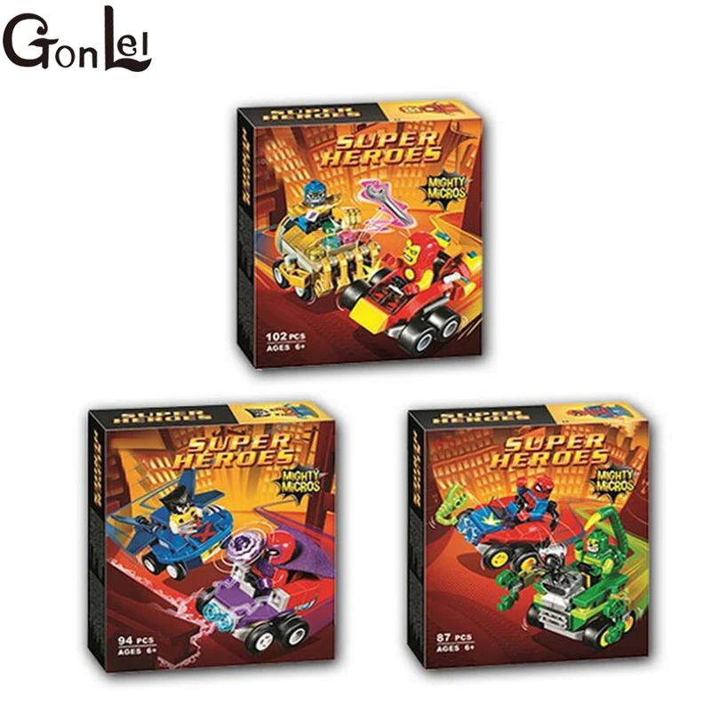 

GonLeI 3Pcs 10670 10671 10672 Bela Marvel Super Heroes Mighty Micros Scorpion Thanos Building Block Bricks 76071 76072 76073