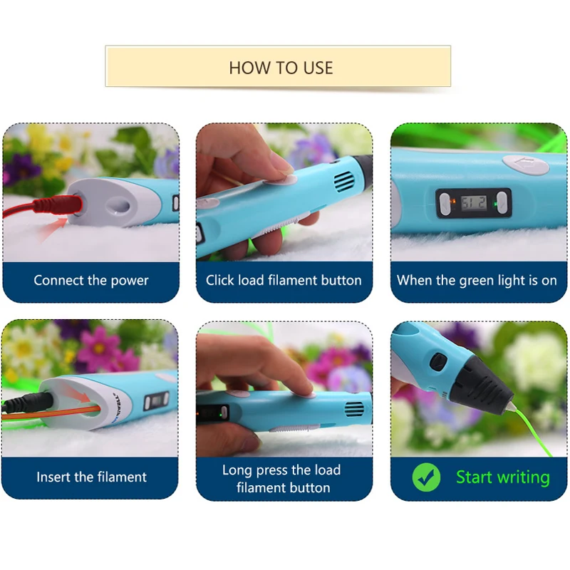 3D Pen Printing LED Screen Printing 3D Pen 100m PAL Canetas Criativa Birthday Gift Magic 3 3