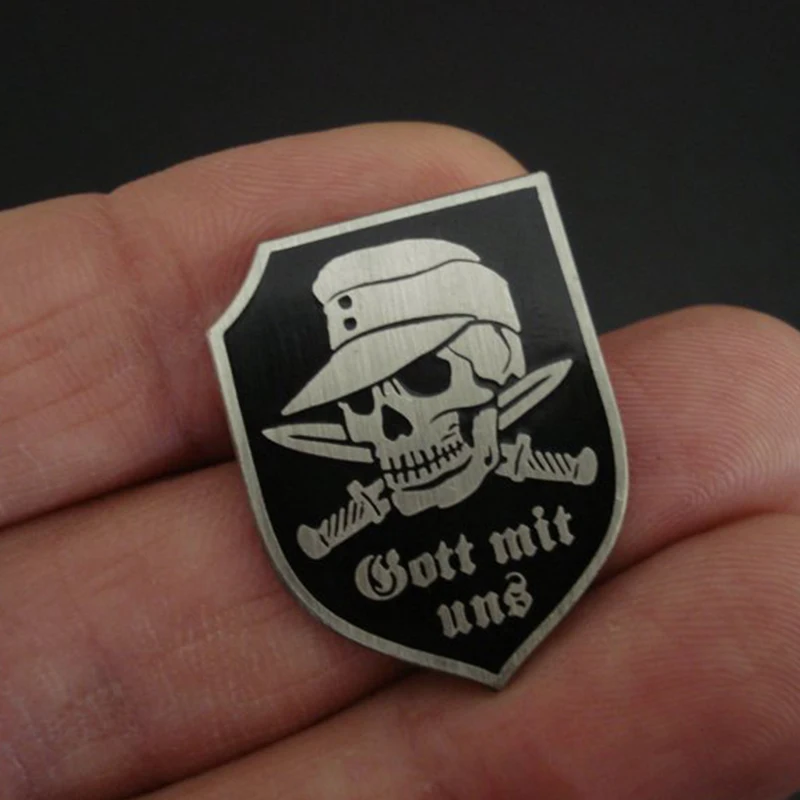 

God with us lapel pin vintage silver black skull badge Germany wehrmacht brooch