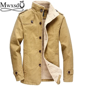 

Mwxsd brand Autumn winter casual Mens warm fur jacket Men stand collar thick warm jacket and coat male Windproof jacket 5xl size