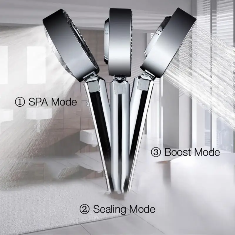 

Double-sided Shower Head Water Saving Round ABS Chrome Booster Bath Shower High Pressure Handheld Hand Shower
