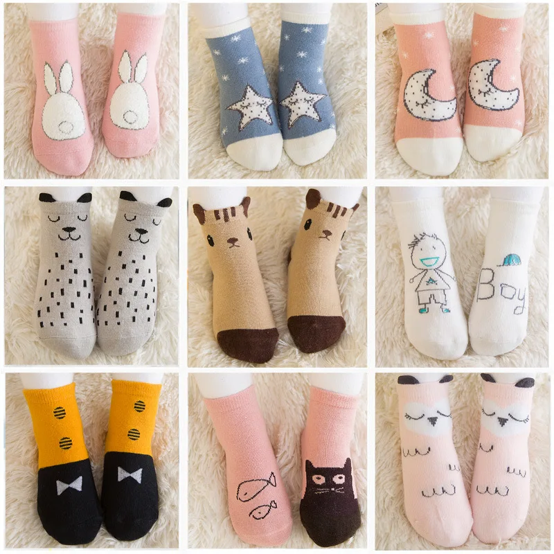 AiKway/Детские носки хлопковые антискользящий для новорожденных носки для мальчиков и девочек жаккардовые детские носки-тапочки с рисунком