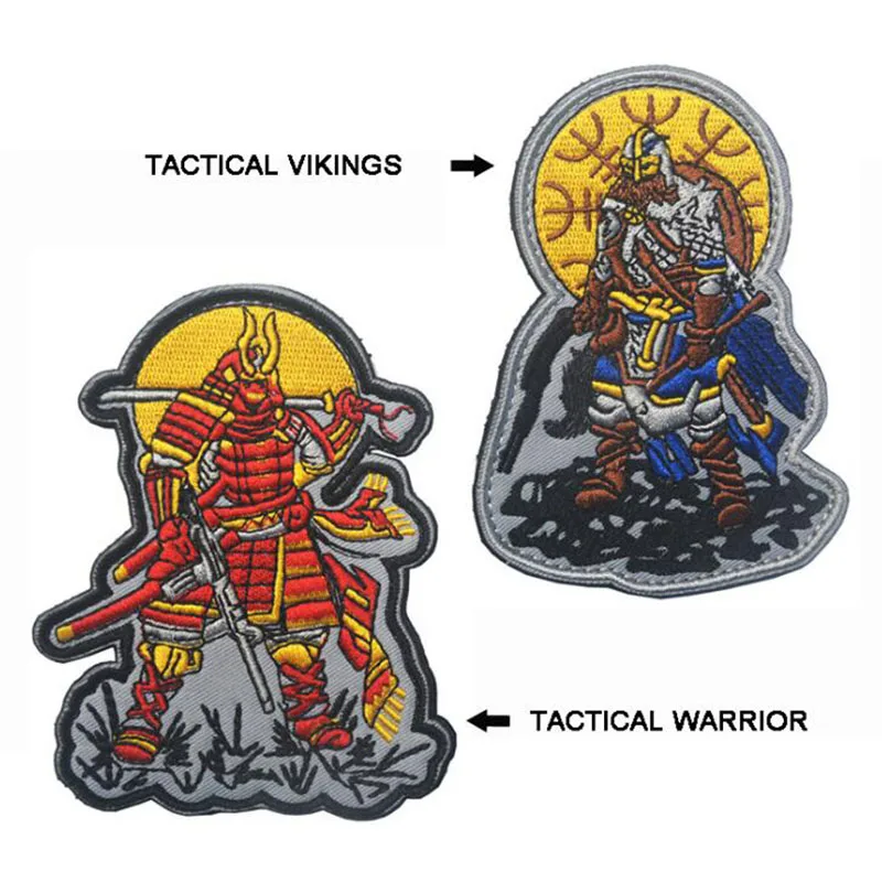 

Embroidery Patch Japan Viking Warrior Samurai Armor Army Tactical Military Morale Badge Applique Embroidery Patch