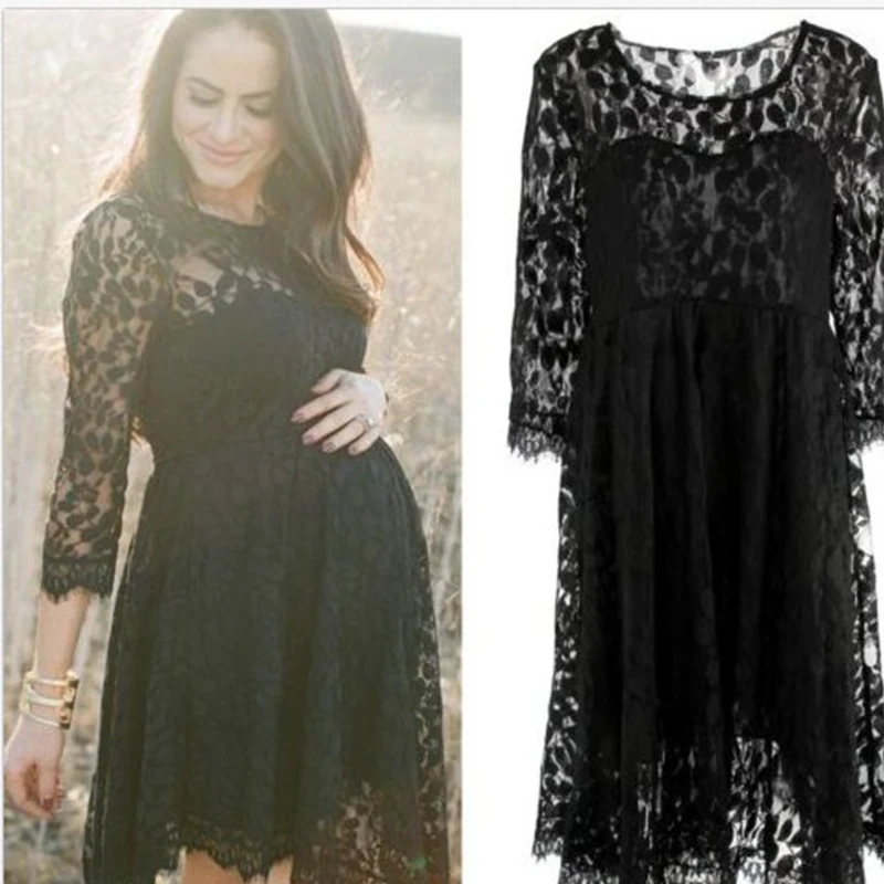 

Puseky Maternity Dresses Elegant Autumn Maternity Photography Dress Lace Pregnant Women Dresses Fancy Maternity Photo Shooting