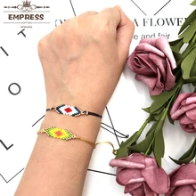 

Empress New Fashion Woman Geometric Decoration Boho Charm Bangles Adjustable Jewelry Crystal Bracelets Miyuki Beads For Gift