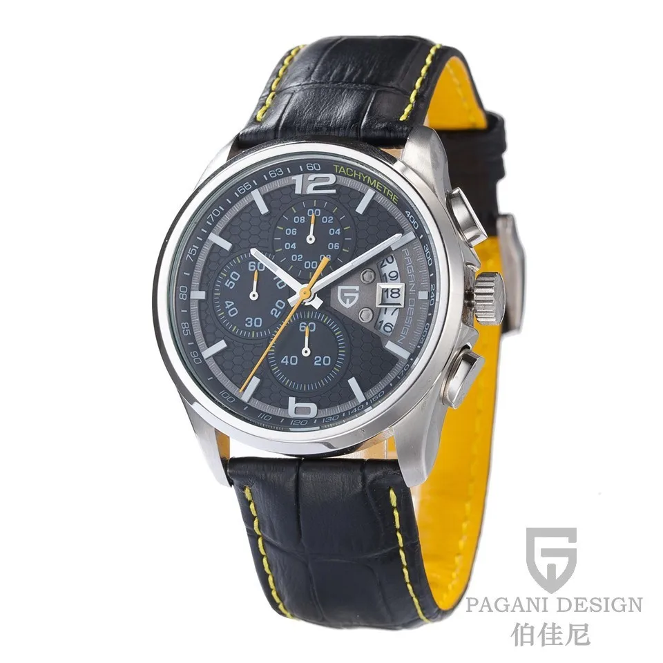 PAGANI DESIGN Men's Chronograph Watches Men Luxury Brand Quartz Sport Wristwatch Dive 30m Casual Watch relogio masculino PD-3306 - Цвет: yellow B