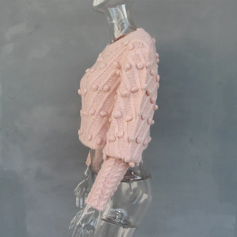 Neploe, однотонный вязаный женский пуловер с маленькими шариками, Modis, круглый вырез, милый свитер для девочки,, модный свитер с длинными рукавами, Sueter Mujer 69718