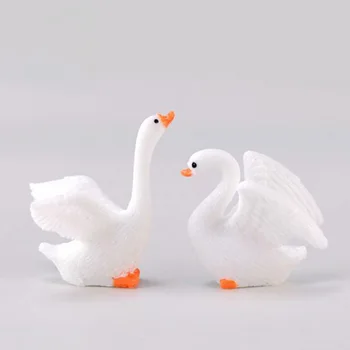 

1 Pc Lovely Simulation Animal Action Figure Toy White Swan DIY Resin Craft Ornament Model Doll