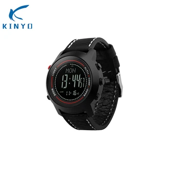 

2018 Fashion Leather smart band men Altimeter Barometer Thermometer smart watch countdown outdoor steps Mountaineer smartwatch