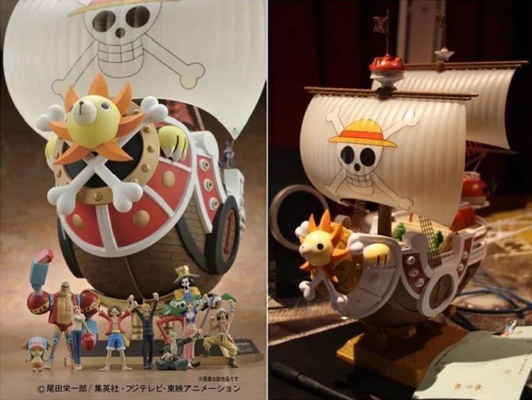 Одна деталь тысяча, солнечный и Мерил лодочный пиратский корабль Рисунок ПВХ фигурку игрушечные лошадки мультфильм здание Коллекционная