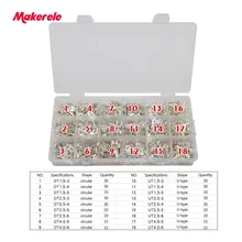 420Pcs/Box 18 type Cold naked terminal Non-Insulated Ring Fork U-type Terminals Assortment Kit Cable Wire Connector Crimp Spade 420pcs box 18 type cold naked terminal kit non insulated ring fork u type terminals assortment cable wire connector crimp spade