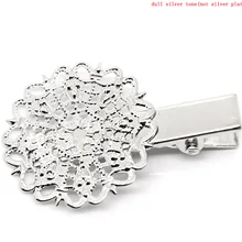 DoreenBeads заколки для волос цветок Серебряный тон полые 4x2,5 см, 20 шт(B22886), иу