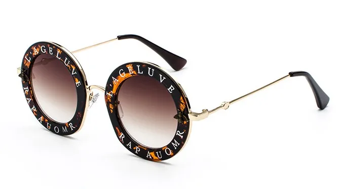 Круглые Солнцезащитные очки в стиле ретро с английскими буквами Пчелка Для мужчин Для женщин UV400 брендовые дизайнерские модные 45319