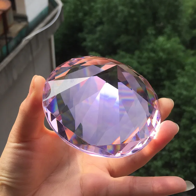 Billig 80mm farbe Klar Kristall diamant Form Briefbeschwerer glas edelstein display Ornament Hochzeit Hause Dekoration Kunst Handwerk Material Geschenk