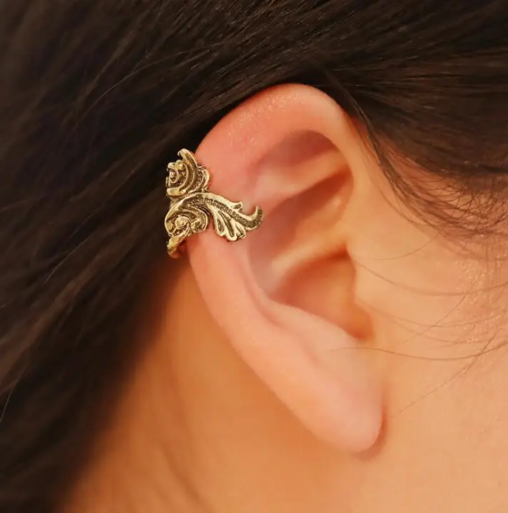 

ea1169 Fashion Women's Vintage Metal Punk Creative goldfish Ear Clips Pearl without pierced ears Ear clip Female jewelry